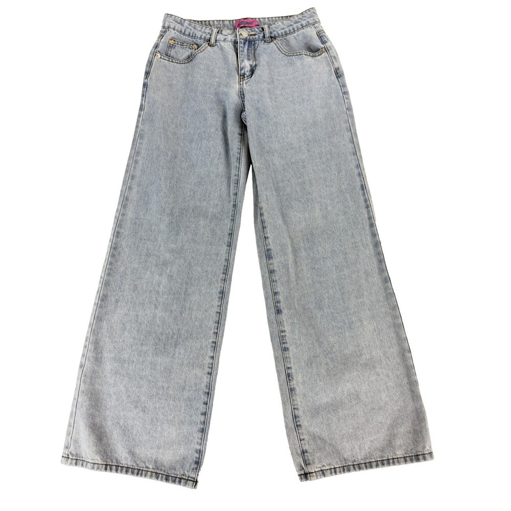 Edikted Wide Leg Jeans Womens Small Light Wash High Rise Baggy Y2K Denim